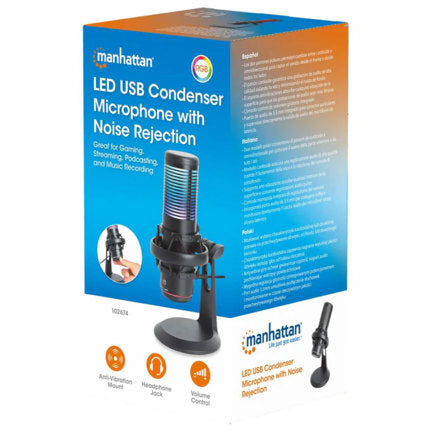 Manhattan Omnidirectional USB Microphone with RGB LED and Noise Cancellation