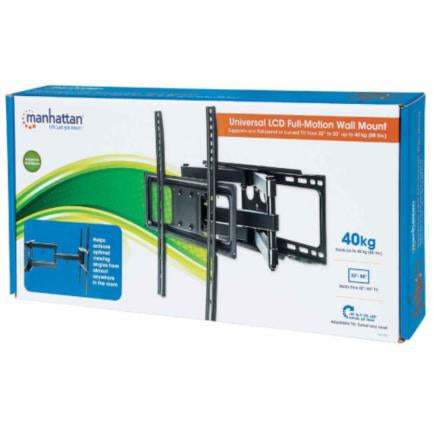 Manhattan Universal Full-Motion Basic Wall Mount for Curved/Flat 32" to 55" TVs, up to 40 kg