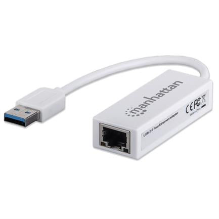 Manhattan Fast Ethernet USB 2.0 High-Speed 10/100 Adapter White