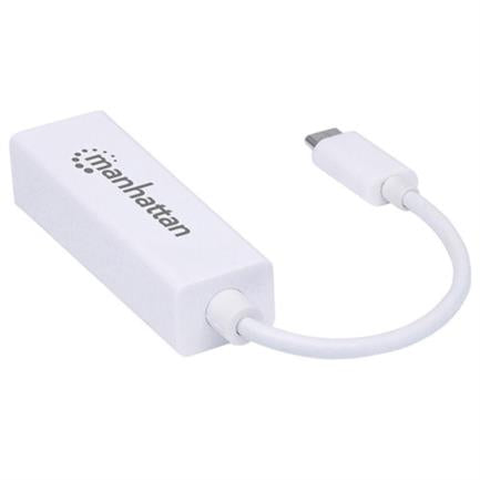 Manhattan USB C 3.1 to Gigabit Ethernet 10/100/1000 Mbps Adapter White