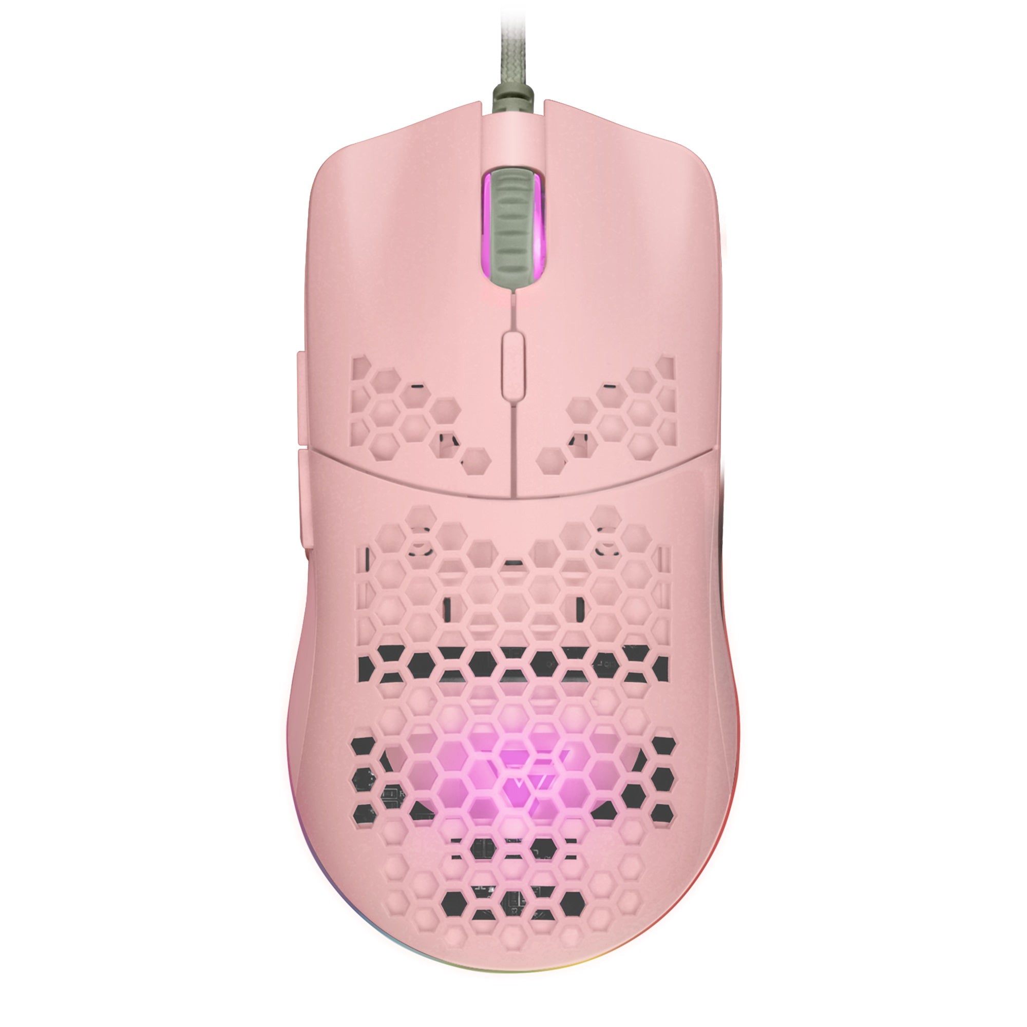 Mouse Game Factor MOG601 Ultralight RGB Sensor PMW3389 16000 dpi 7 Botones Clic Láser Color Rosa