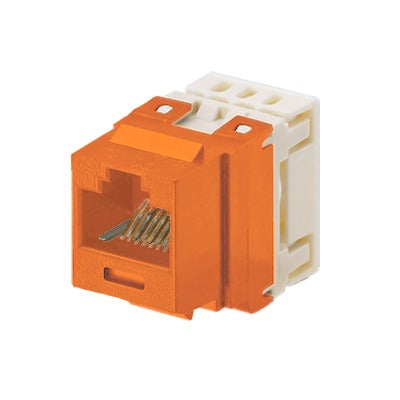 Conector Jack Estilo 110 (de Impacto), Tipo Keystone, Categoría 5e, de 8 Posiciones y 8 Cables, Color Naranja