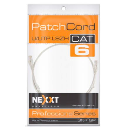 Nexxt Solutions U/UTP Cat6A 90 cm LSZH (Low Smoke Zero Halogen) Connection Cable Gray
