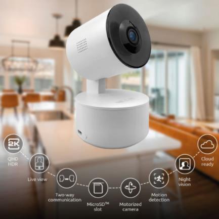 Nexxt Home NHC-P710 2K QHD (2304x1296p) 3MP Indoor 80° Surveillance Camera with Integrated Microphone, Sensors, and Speaker