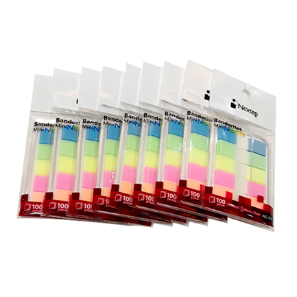 Nextep Mini Neon Flags 5 Colors 100 Pieces with 10 Cases