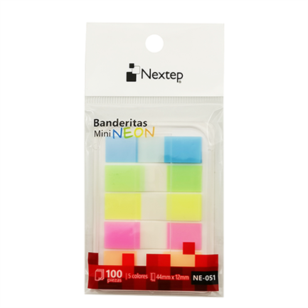 Nextep Mini Neon Flags 5 Colors 100 Pieces with 10 Cases