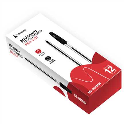 Nextep Pro-Dot Ballpoint Pen Black Medium 1mm with 12