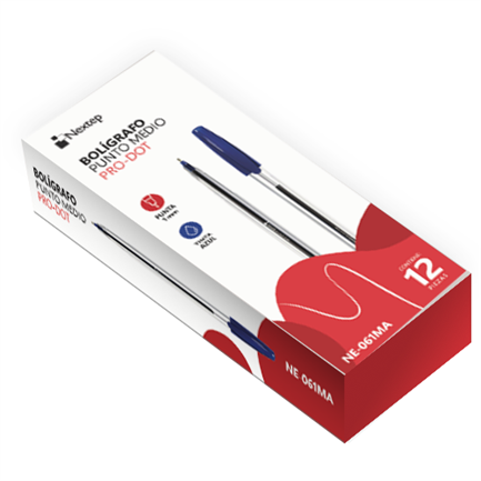 Nextep Pro-Dot Medium Blue Ballpoint Pen 1mm, Pack of 12