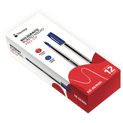 Nextep Pro-Tip Medium Blue Ballpoint Pen 1mm, 12 count