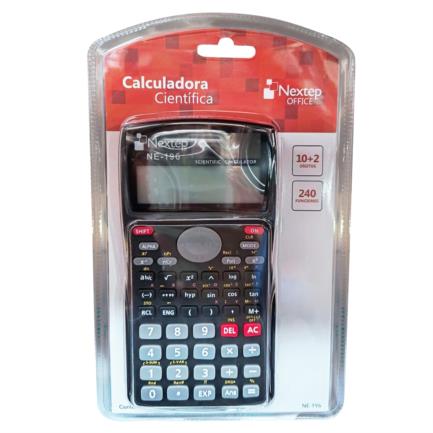 Calculadora Nextep Científica 10+2 Dígitos Doble Línea 240 Funciones Batería Solar