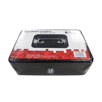 Nextep Large 25cm Black Metal Cash Box