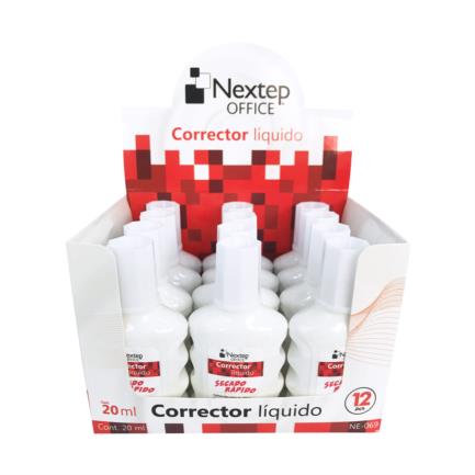 Corrector Líquido Nextep Botella 20ml C/12 Piezas