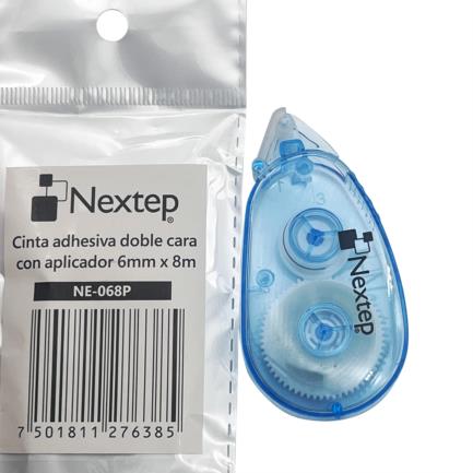 Dispensador De Cinta Adhesiva Doble Cara Nextep 6mm x 8m c/6 Piezas