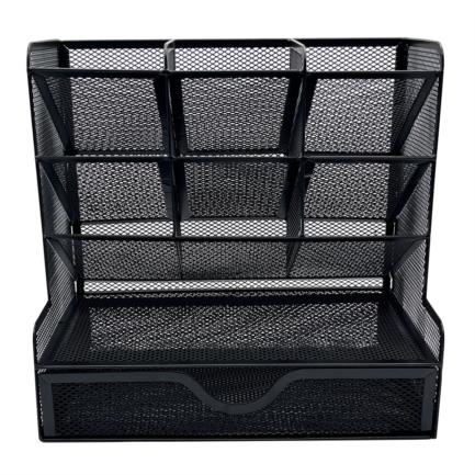 Organizador Nextep Malla Metalica para Escritorio Multi Secciones con Cajon