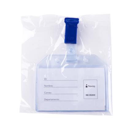 Porta Gafete Plastico Flexible Horizontal Nextep 6x9cm con Caiman C/12