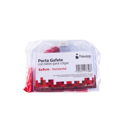 Porta Gafete Plastico Flexible Horizontal Nextep 6x9cm con Liston para Colgar C/12
