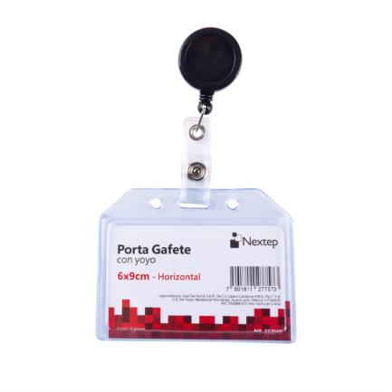 Nextep Horizontal Flexible Plastic Badge Holder 6x9cm with Retractable Reel (Pack of 12)
