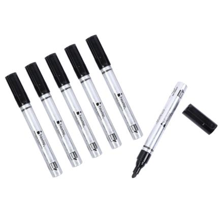 Marcador Nextep Permanente Cuerpo Aluminio Punta Gruesa Cincel 4mm Negro C/6