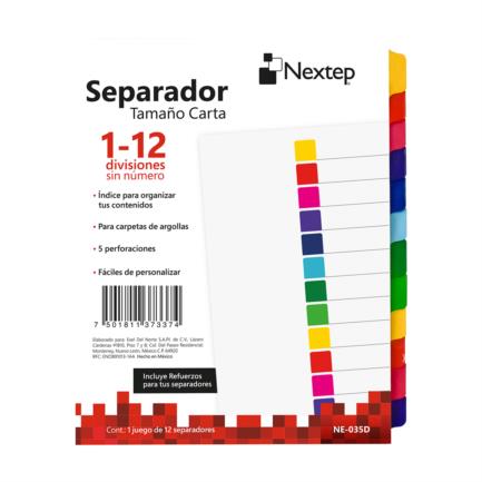 Nextep Economic Divider 12 Tabs without Numbers