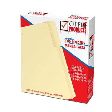 FOLDER OFFIZ MANILA 3-POSITION LETTER 100/CT