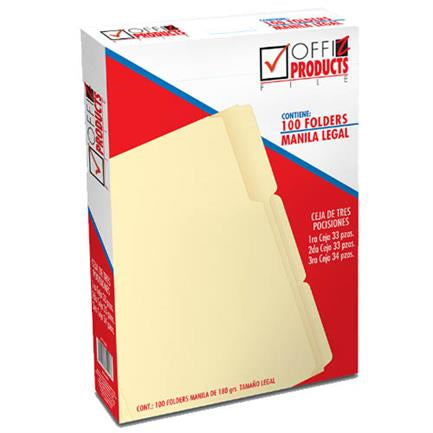 FOLDER OFFIZ MANILA LEGAL 3 POSITION C/100