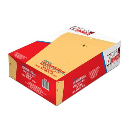 MANILA ENVELOPE OFFIZ WITH CLASP 10"X15" PACK OF 100
