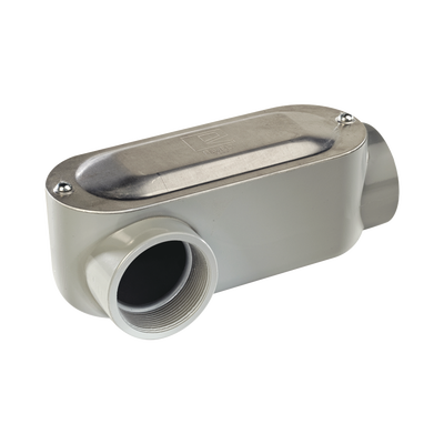 Caja oval roscada tipo LR de 3" larga(76.2  mm) Incluye tapa y tornillos.