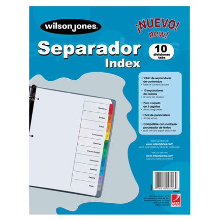WILSON JONES 10-TAB ECONOMY DIVIDER