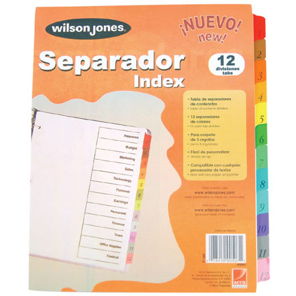 WILSON JONES 12-TAB ECONOMY DIVIDER