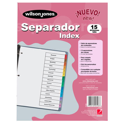WILSON JONES 15-TAB ECONOMY DIVIDER