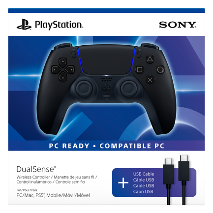 Control inalámbrico PlayStation DualSense Midnight Black + cable USB para PC