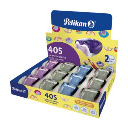 Pelikan Plastic Pencil Sharpener 405 with Reservoir, 12 Pieces
