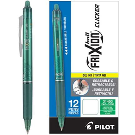 Pilot Frixion Clicker Retractable Erasable Pen Green Box with 12 pcs