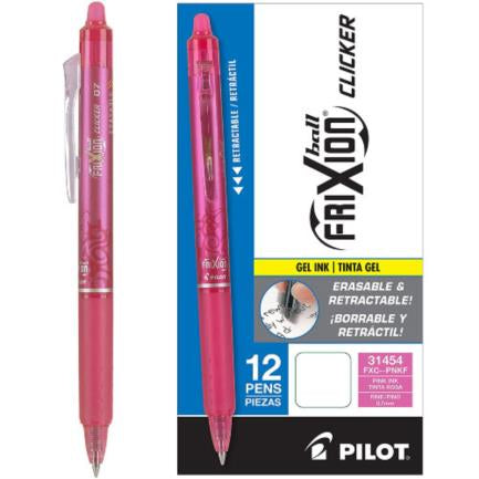 Pilot Frixion Clicker Erasable Retractable Pen Pink Box of 12