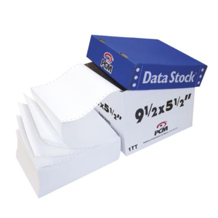 PCM Data Stock Paper White 9.5" x 5.5" 1-Part, Box of 6000
