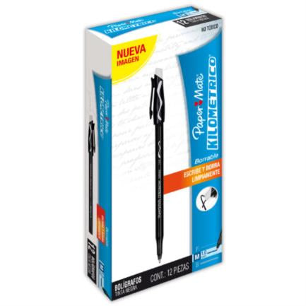 PAPERMATE 82192 ERASER MATE BLACK PEN BX/12