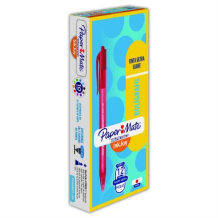 Paper Mate Kilometric Retractable Ballpoint Pen Fine Point 0.7mm Red Box with 12 pcs