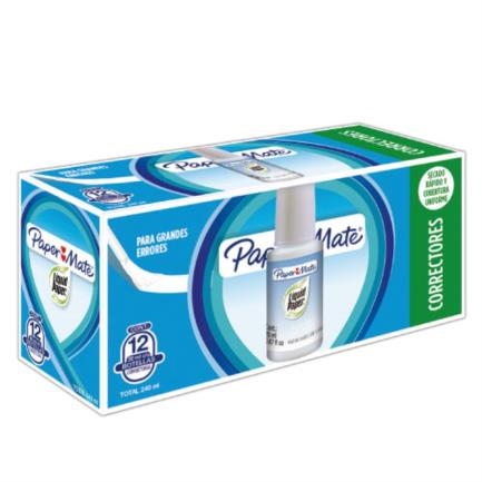 PAPERMATE LIQUID CORRECTION FLUID BOX W/12