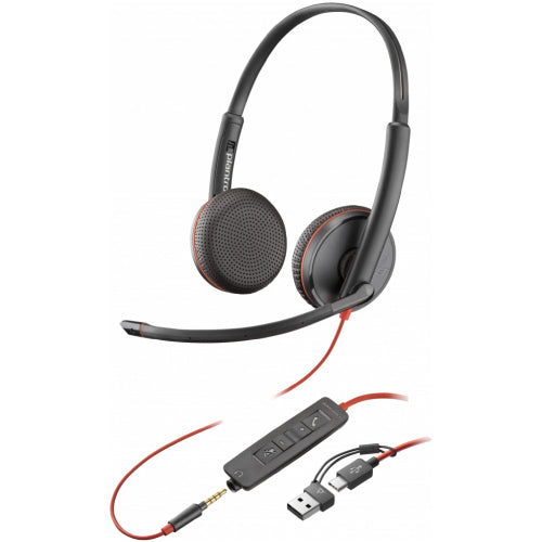 Poly Blackwire 3225 Stereo Headset with 3.5mm Connector and USB-C/A Adapter