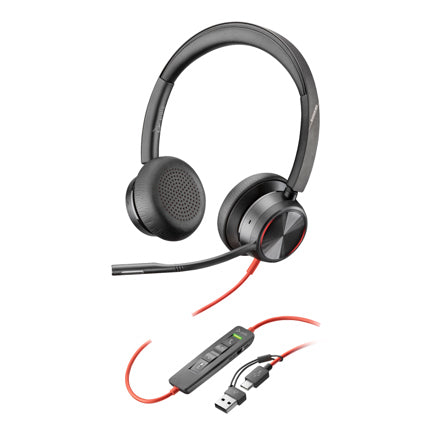 Poly Blackwire 8225 USB-C Stereo Headset + USB-C to A Adapter