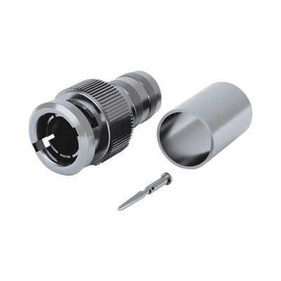 Conector BNC Macho de 75 Ohm, Anillo Plegable para BELDEN 8281 tipo RG-59/U, Plata/ Oro/ Teflón.