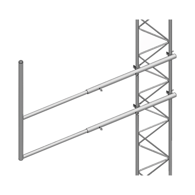 Brazo tipo "F" para tramos STZ-60G, galvanizado por inmersión caliente.