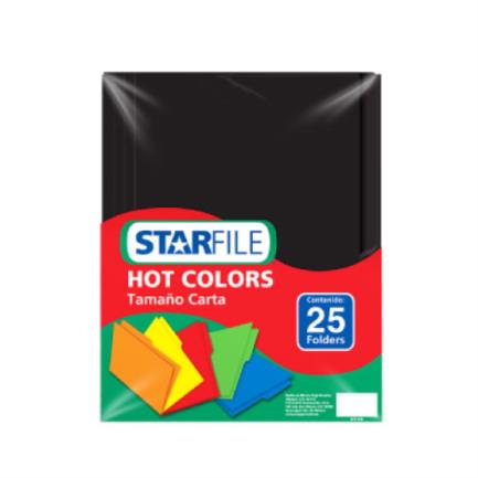 StarFile Hot Colors Letter Size Black Folders with 25 Units