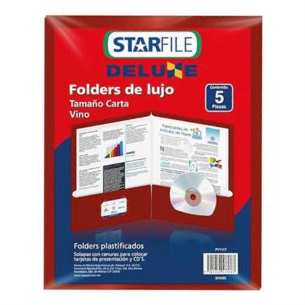 Deluxe StarFile Laminated Letter Size Folder Wine Color 23.5 x 29.5 cm Pack of 5