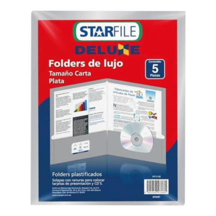 DELUXE LAMINATED SILVER FOLDER PACK OF 5