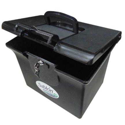 Sablon Portable Plastic Letter Size Black Filing Box with Lock