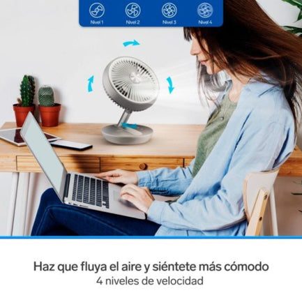 VENTILADOR STEREN PLEGABLE RECARGABLE COLOR GRIS