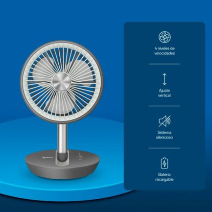 VENTILADOR STEREN PLEGABLE RECARGABLE COLOR GRIS