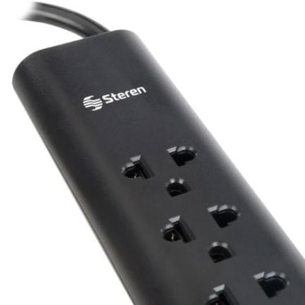 Steren 1.7m 15A 6-Outlet Power Strip with American/European Sockets 70J Black
