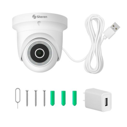 Cámara de Seguridad Steren CCTV-231 Wi-Fi 3 Mpx HDR Robotizada para Exterior Tipo Domo Blanca